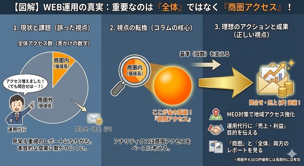 WEBサイトに集客出来ているのに問合せに繋がらないのは商圏アクセスが足りてない